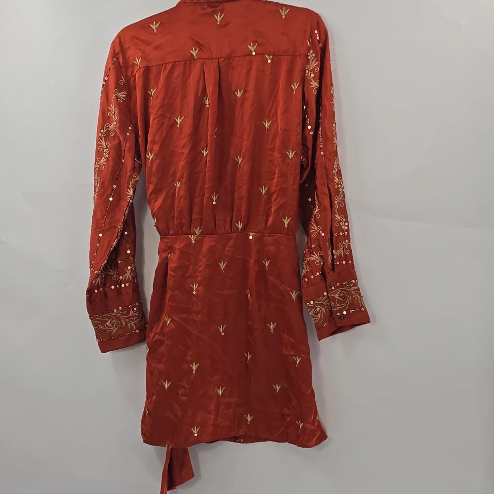Free People Terracotta Embroidered‎ Dress